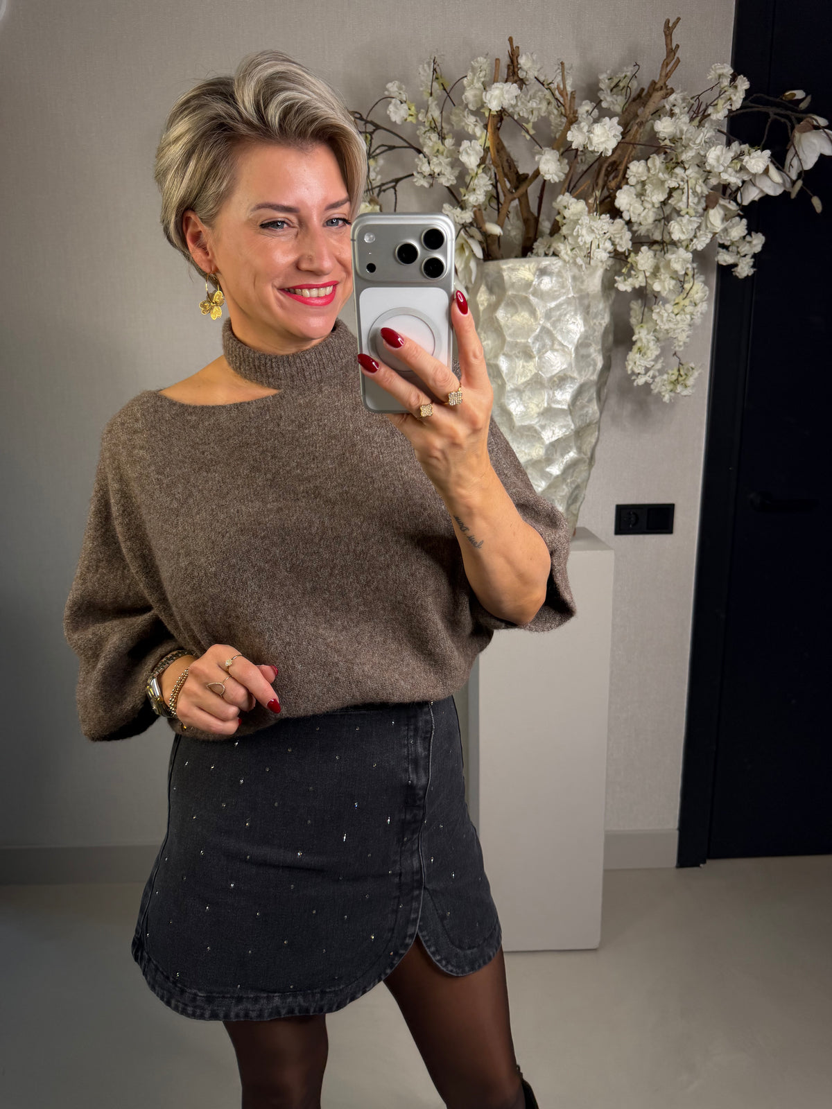 Trui soft col bruin