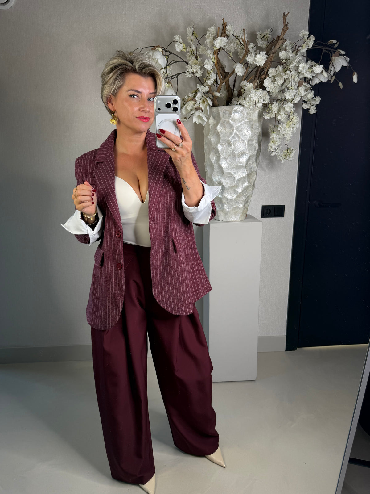 Blazer krijtstreep bordeaux
