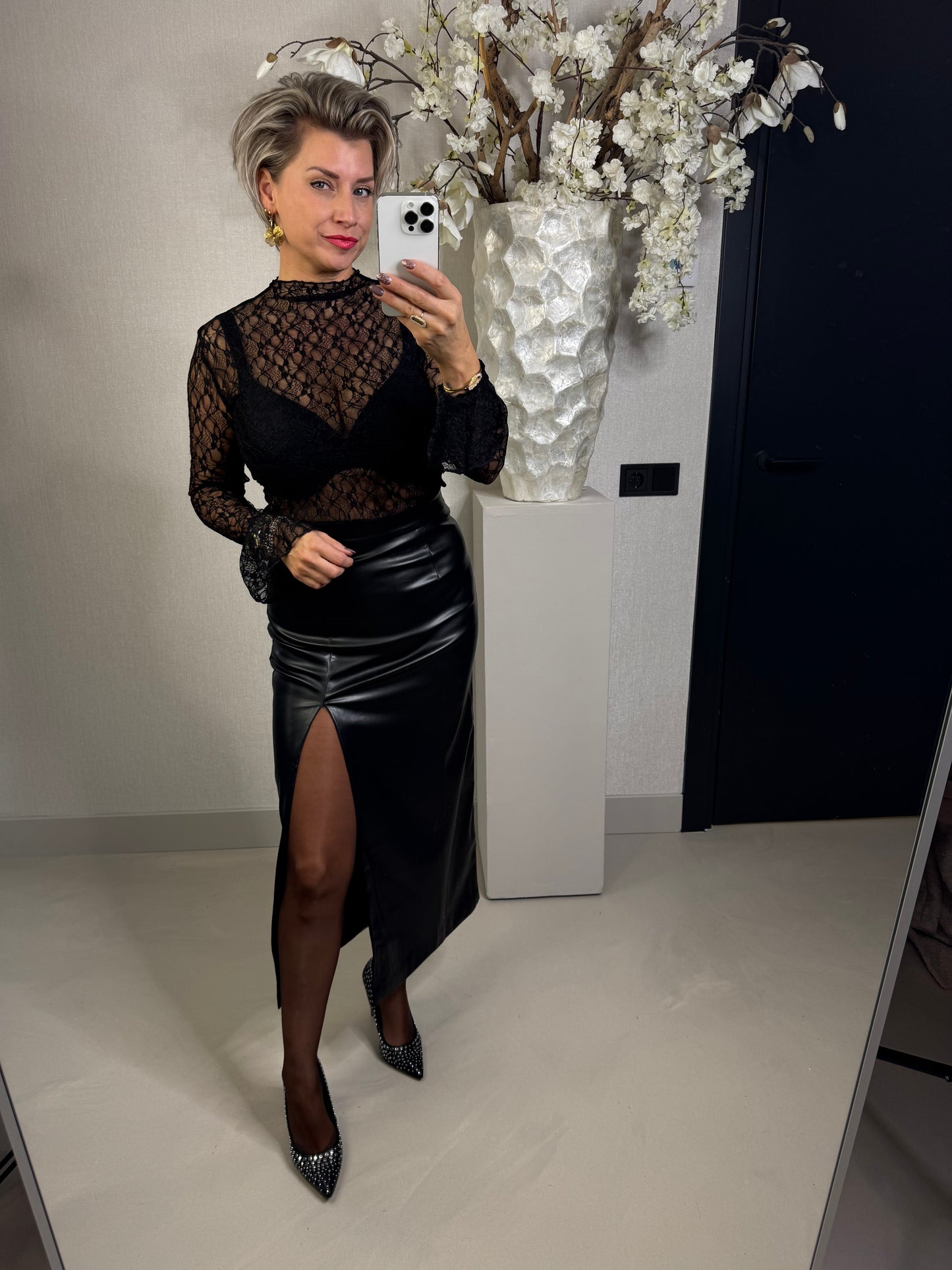 Kanten lace top zwart