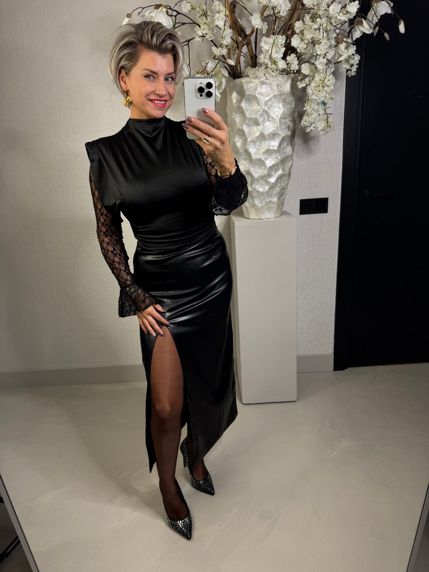 Kanten lace top zwart