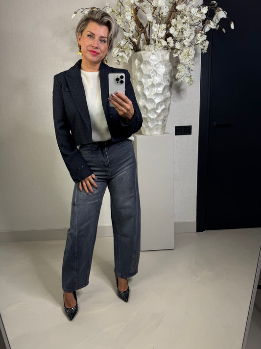 Blazer cropped blauw