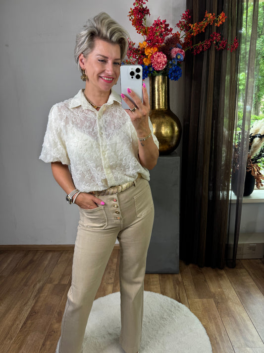 Blouse flower off white