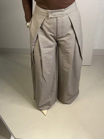 Pantalon wide leg ruitjes