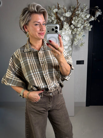 Blouse flanellen beige
