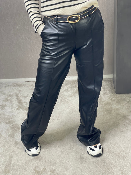 Wide leg leather look