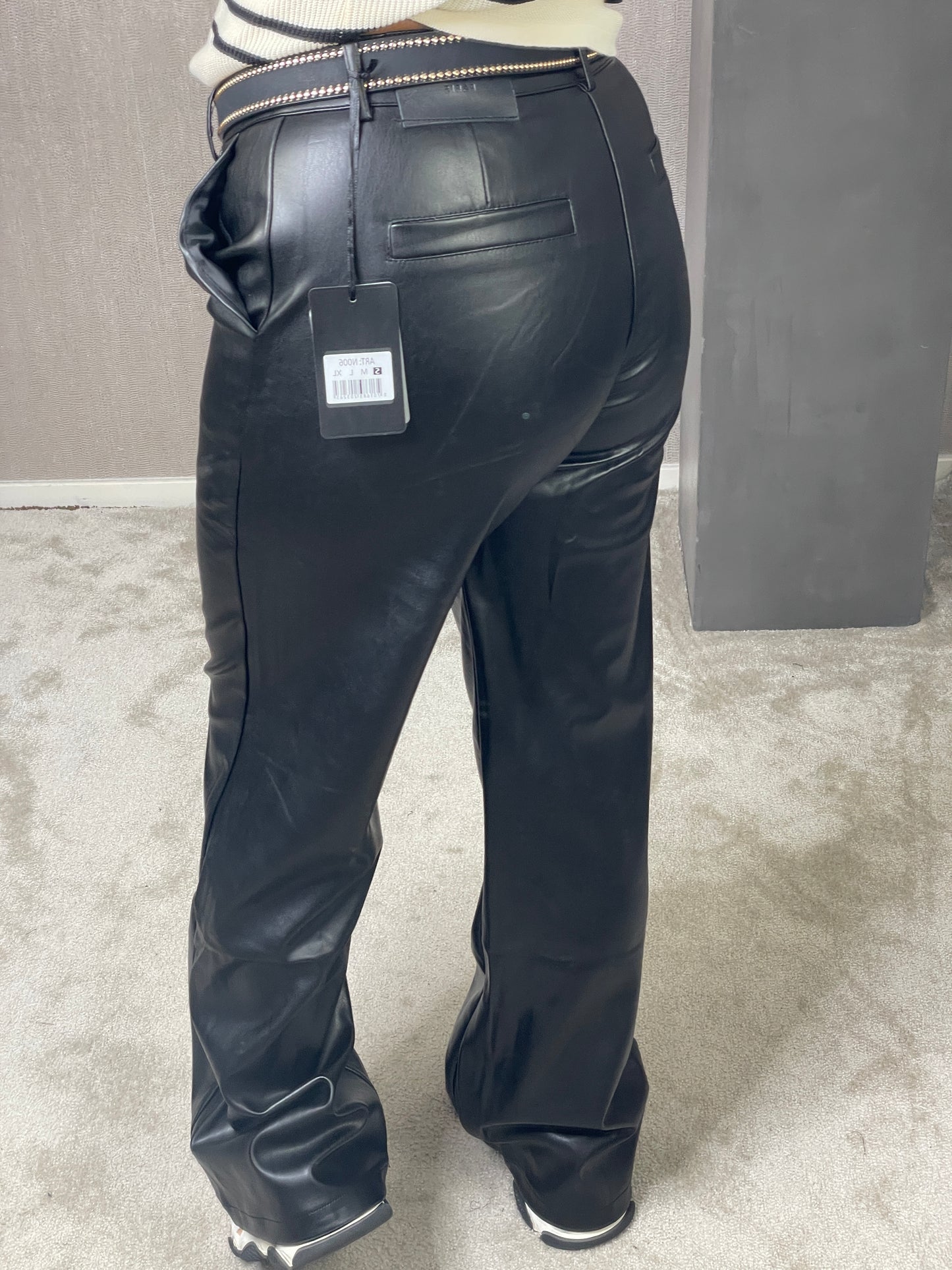 Wide leg leather look