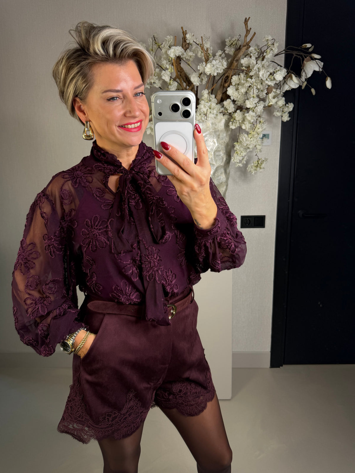 Blouse top plum