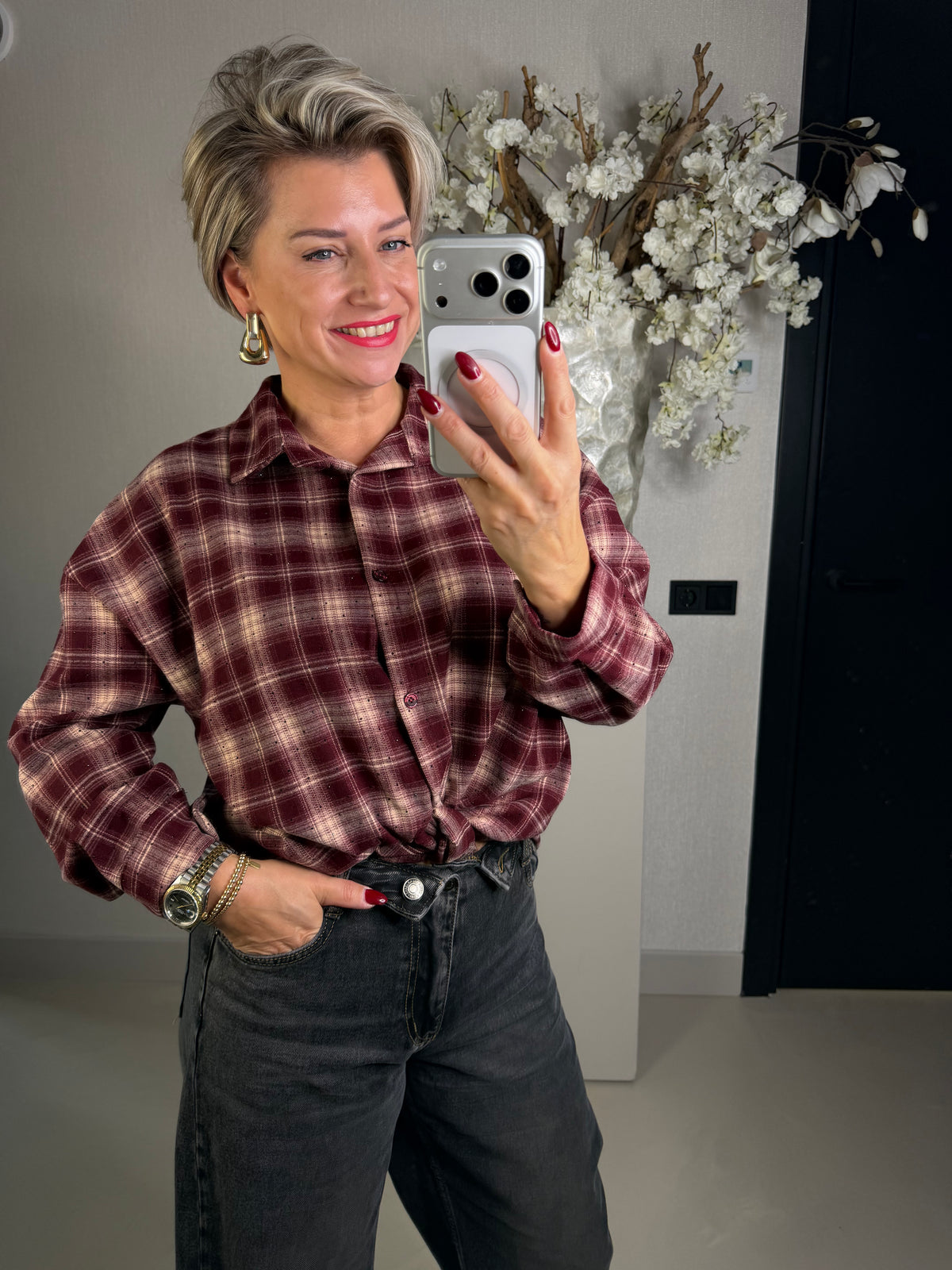 Blouse flanel sparkles