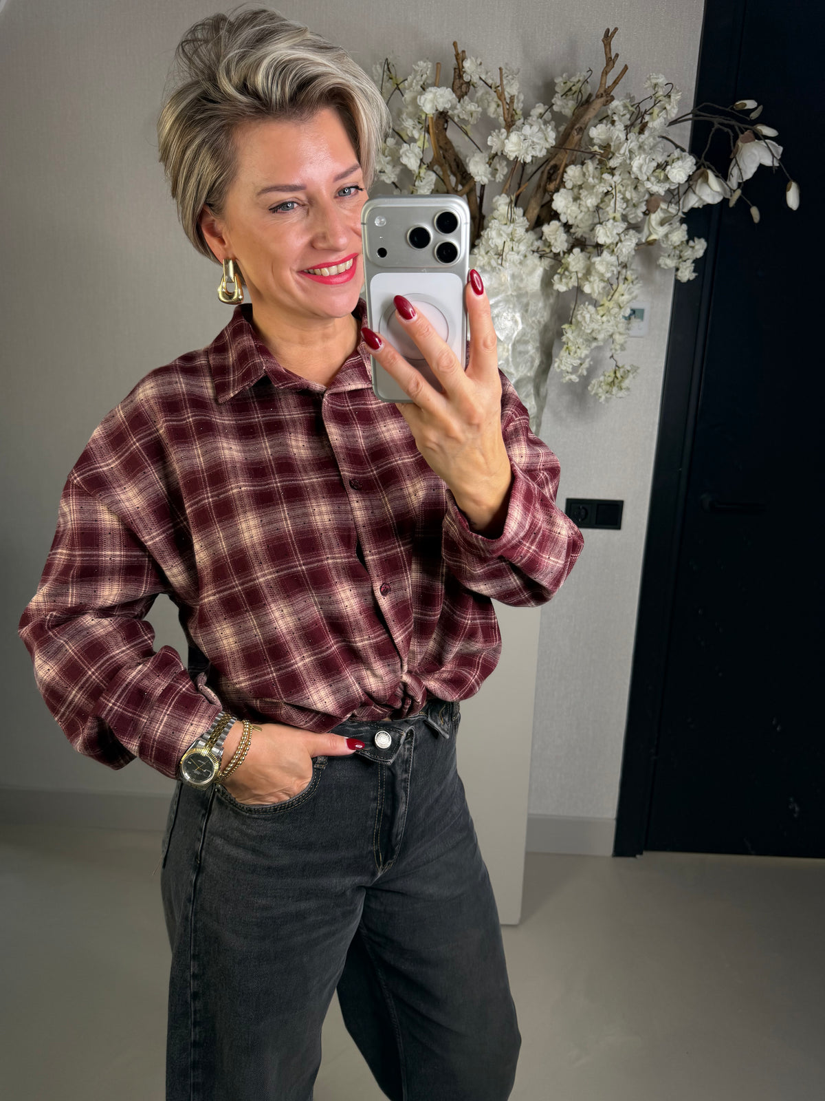 Blouse flanel sparkles