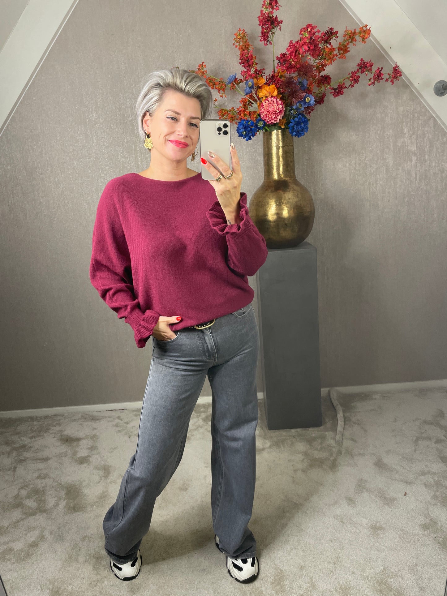 Wide leg jeans grijs