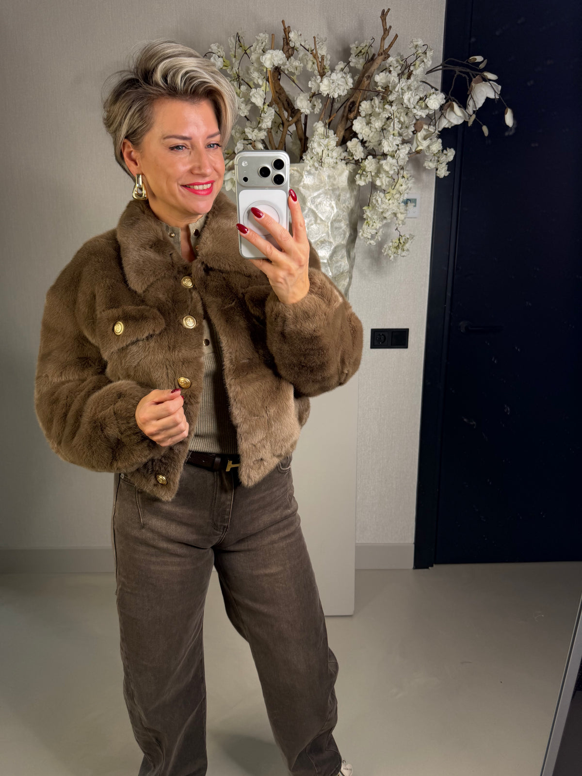Jasje fake fur choco