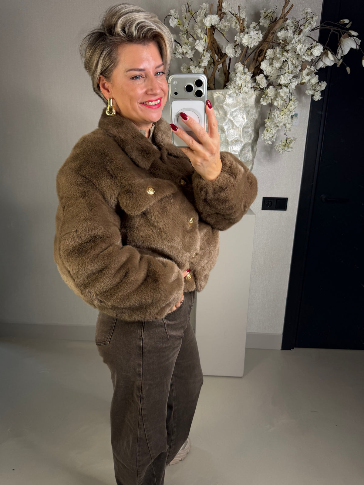 Jasje fake fur choco