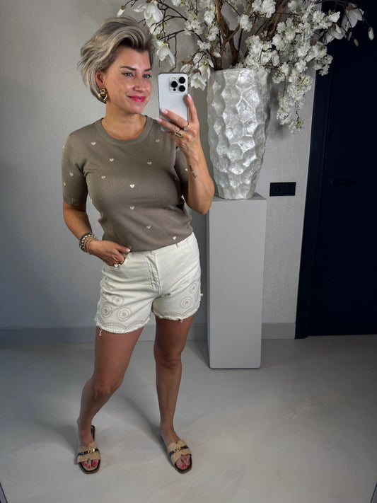 Top taupe hartjes