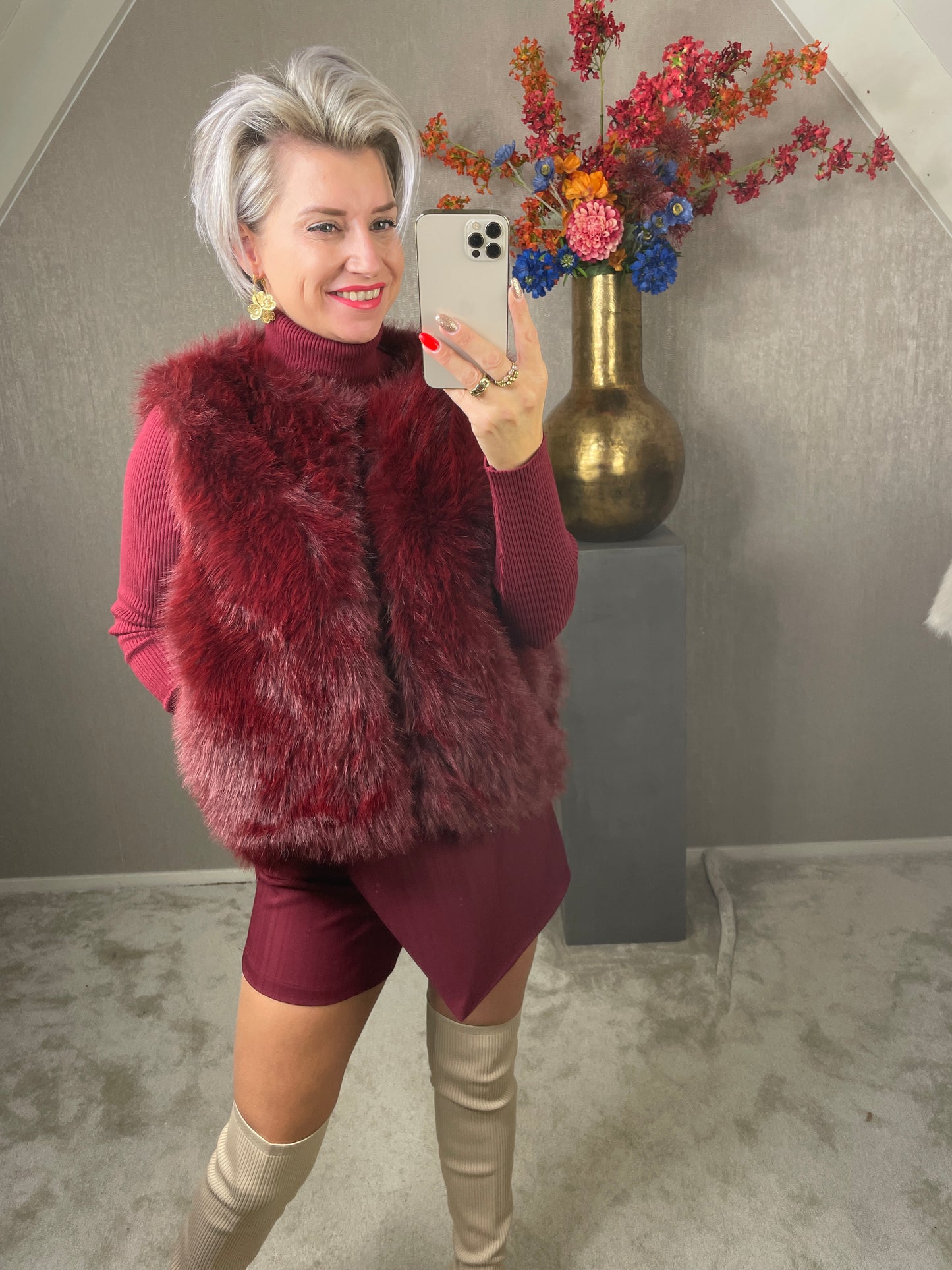 Fluffy gilet Bordeaux