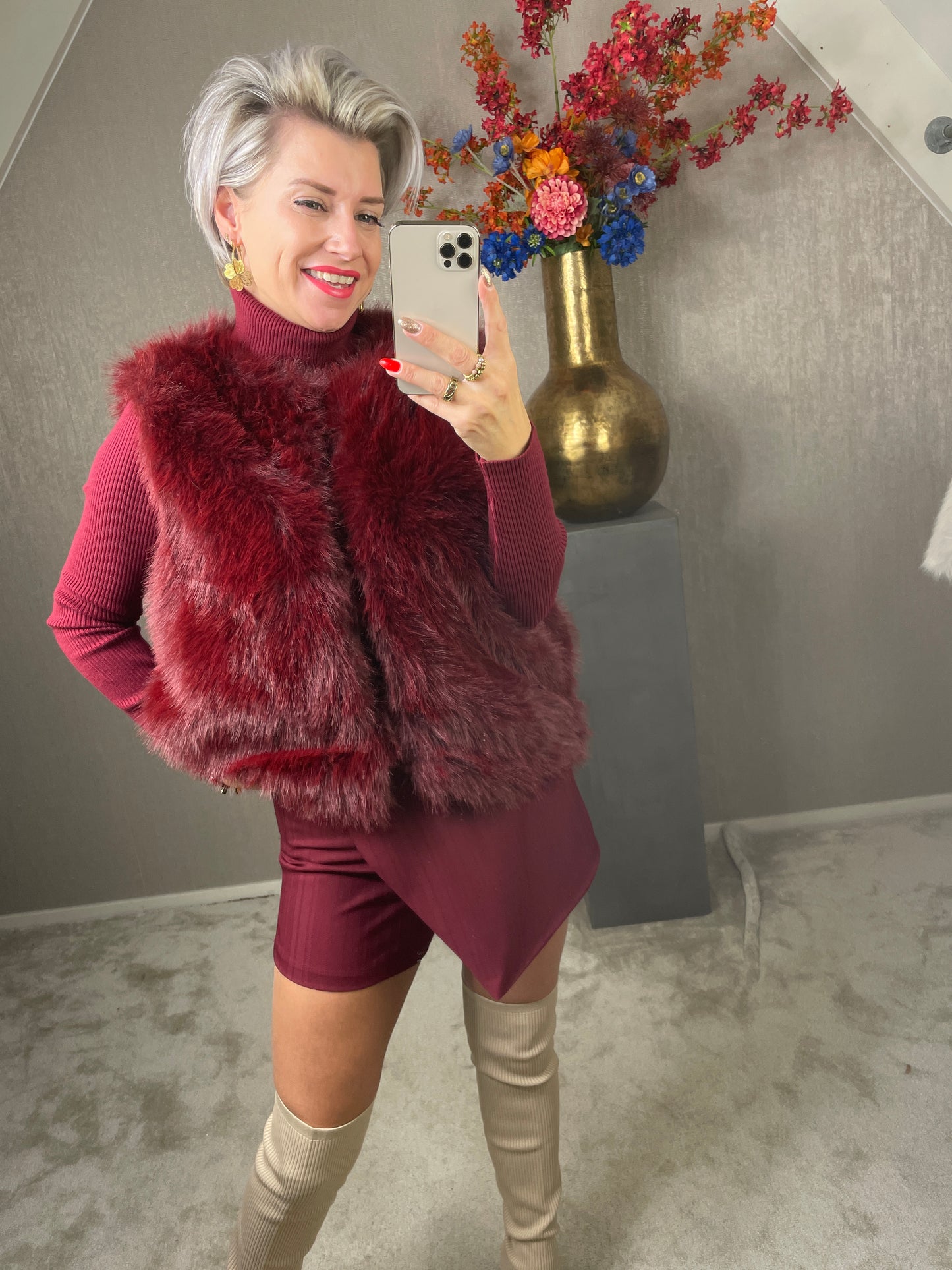 Fluffy gilet Bordeaux