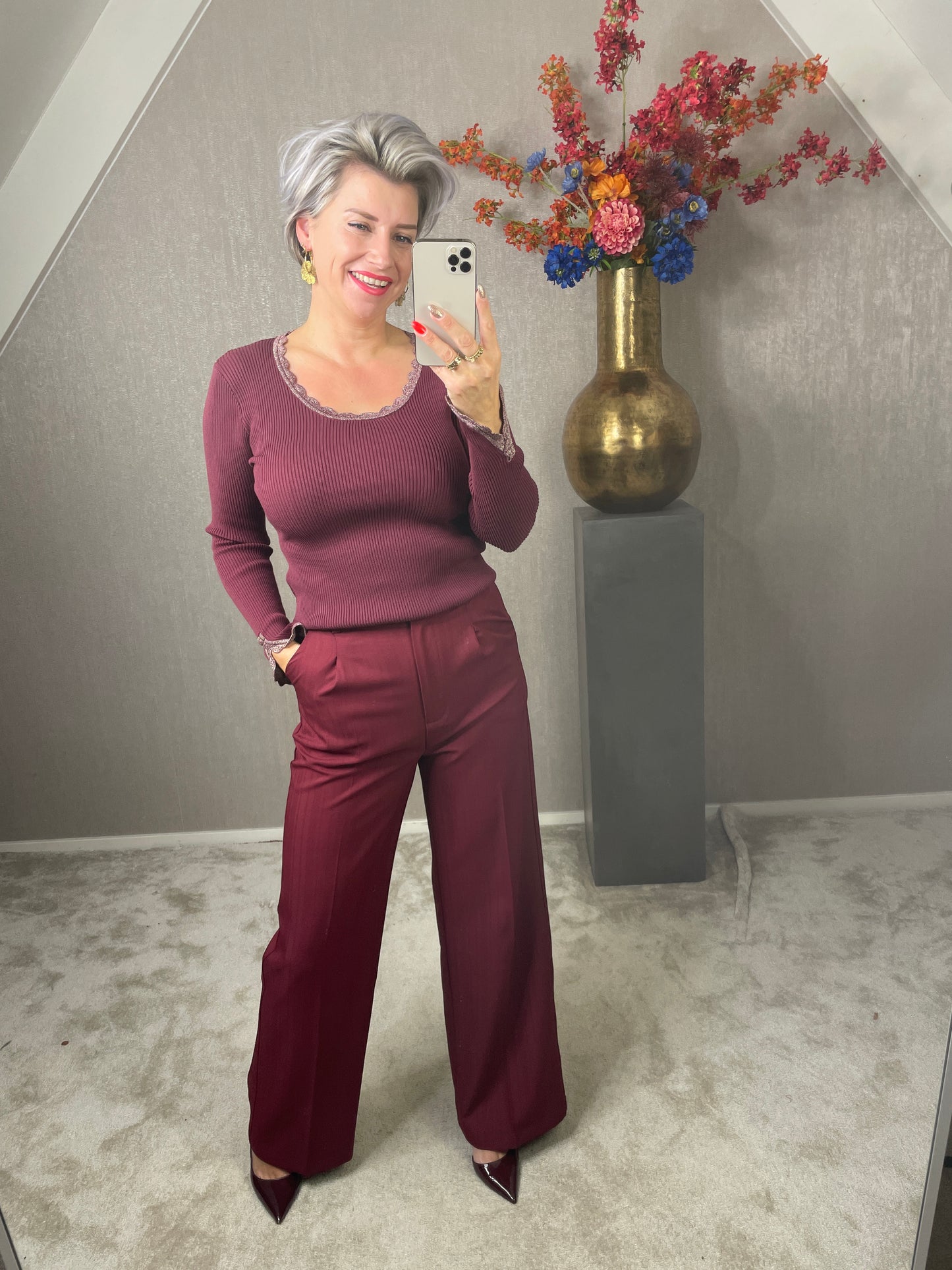 Pantalon Nina bordeaux