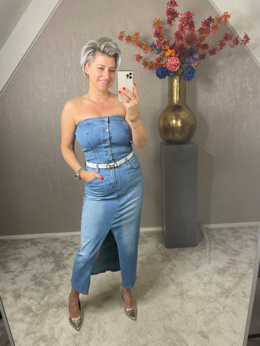 Jeans jurk strapless